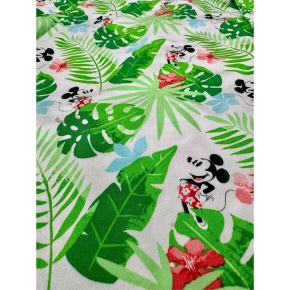 Disney Mickey Mouse Tropical Camp Resort Hawaiian Print Woven Button Size Large - Picture 5 of 9